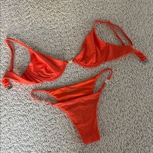 Meshki Orange Bikini Set diamond detailing